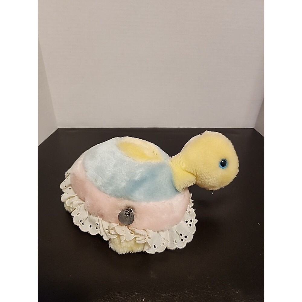 Vintage Eden Toy's Wind Up Multi Color Plush Turtle Musical 11'' Good Condition!